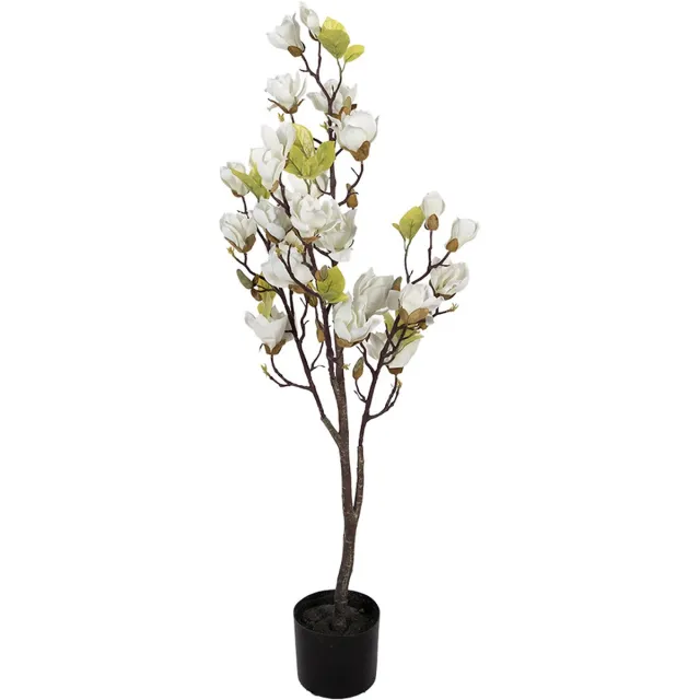 Clayre & Eef Kunstplant Magnolia 20x15x120 cm Wit Kunststof