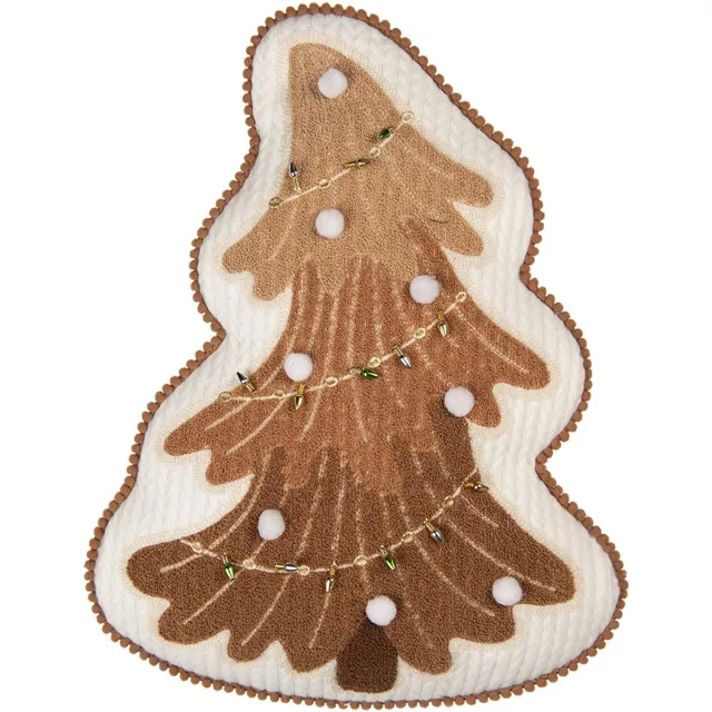 Clayre & Eef Sierkussen Kerstboom 33x40x4 cm Bruin Polyester