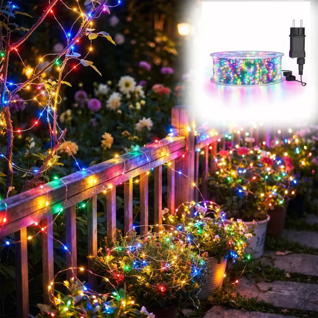 Aufun Koperdraad Kerstverlichting – Multicolor – 100 m, 1000 LED’s – 8 Lichtstanden, Afstandsbediening, Timer en IP44 Spatwaterdicht – Voor Binnen en Buiten, Kerstdecoratie en Feestjes