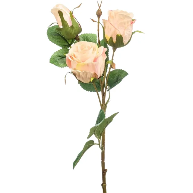 Emerald Kunstbloem Roos tak - 44 cm - licht roze - Kunst zijdebloemen Lichtroze