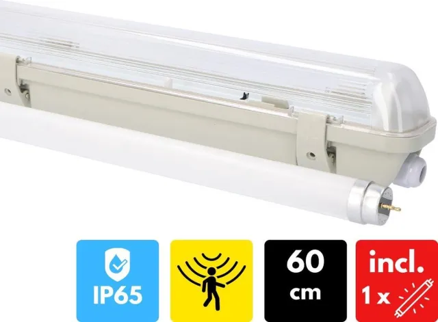 Proventa Outdoor LED TL lamp met bewegingssensor en daglichtsensor - Waterdicht - 60 cm - Tl-buizen - Tl-armaturen - Tl-verlichting Wit