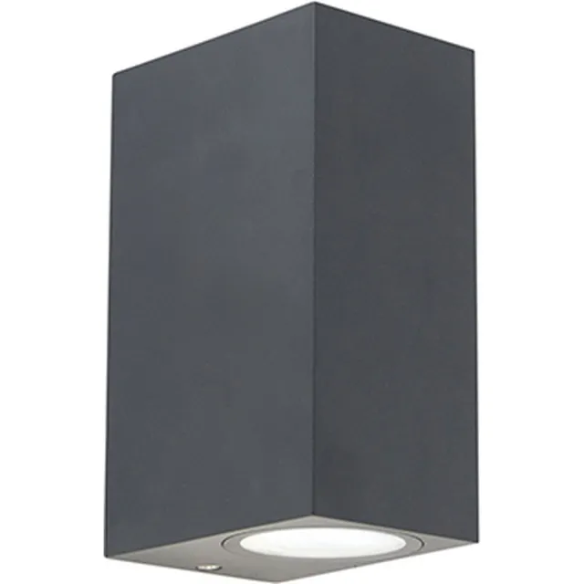 QAZQA baleno - Moderne Dimbare LED Smart Wandlamp incl. wifi met Dimmer Up Down voor buiten - 2 lichts - D 9 cm - Donkergrijs - Buitenverlichting Donkergrijs Smart LED