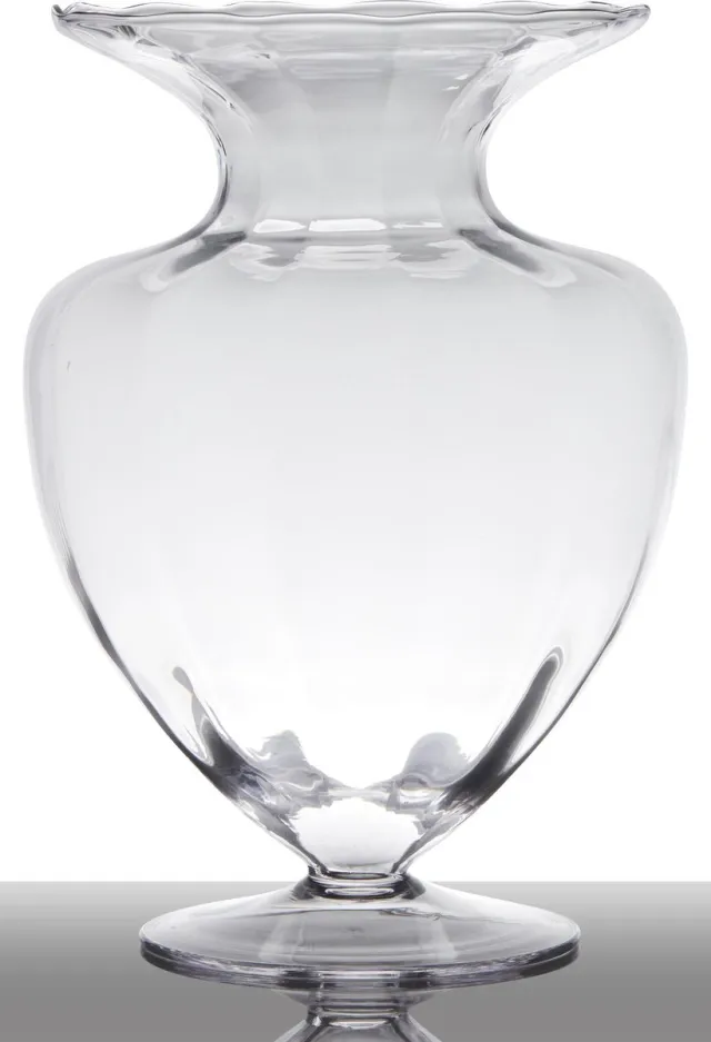Hakbijl Glass Vaas op voet - Noble H42cm D32cm Helder