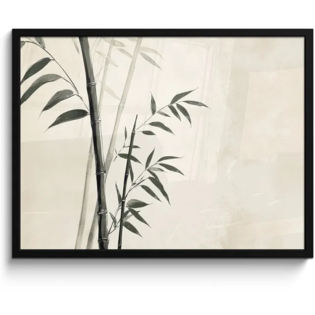 FrameYourWall Poster in lijst - Fotolijst 70x50 cm - Posters - Japandi - Bamboe - Beige - Posterlijst zwart - Decoratie - Wanddecoratie woonkamer - Muurdecoratie slaapkamer