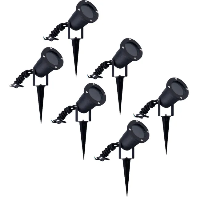 LEDVION 6X LED Prikspots - IP65 - GU10 - 1M Zwart
