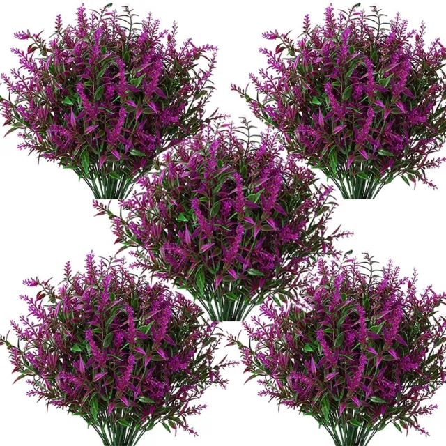 Bomclap 5 stuks kunstlavendel voor buiten – UV-bestendige nepbloemen – Voor hangpotten, tuin & thuisdecoratie – Geen onderhoud – Rood & Groen