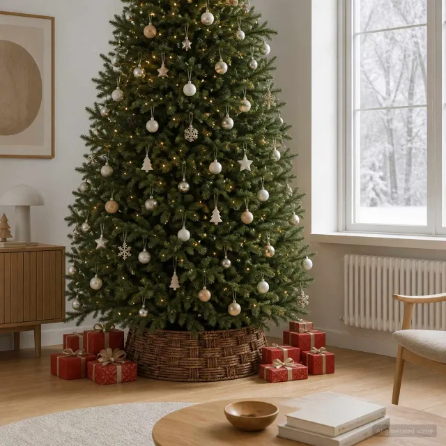 vidaXL Kerstboomkraag Rond Bruine Was Dia. 90 x 28 cm Waterhyacint