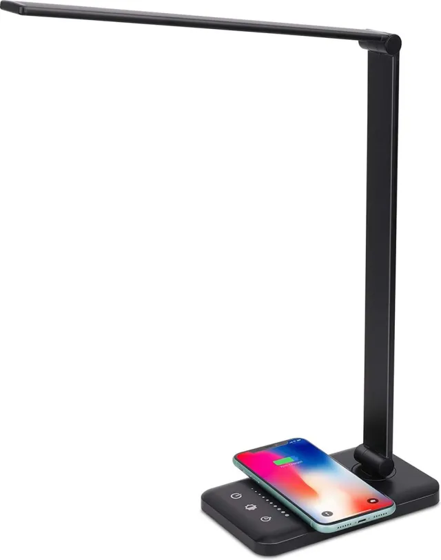 Lichtendirect Led Bureaulamp- Dimbaar- Leeslamp-Draadloze oplader-USB-5 Modus-Tafellamp- Nacht lamp- Slaapkamer lamp-Touch- Wireless charger Zwart
