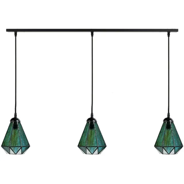 Coloured by Art 3 x Tiffany Arata Green lampen aan plafondbalk - Art Deco Trade Zwart
