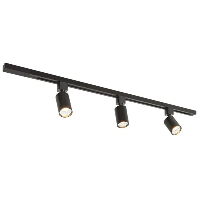 HOFTRONIC railverlichting pakket recht – 1 meter rail – 3 dimbare GU10 railspots 2700K warm wit – aluminium zwart – IP20 – modulair – 230V – railverlichting woonkamer keuken