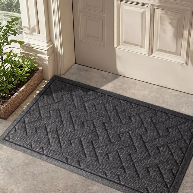Unyqoos ® Stijlvolle Antislip Deurmat Voor Binnen En Buiten Met Hoog Absorptievermogen En Ontwerp 43 x 75 cm grijs