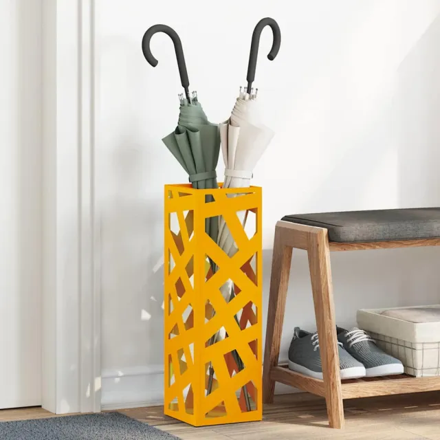 vidaXL Regen paraplu standaard Mosterdgeel 15,5 x 15,5 x 49 cm Staal