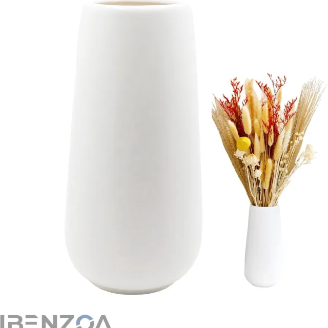 Ibenzoa Elegante Keramische Vaas - Wit - 20,5 cm - Minimalistisch Design