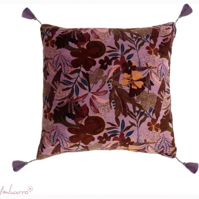Imbarro Kussen - Sierkussen - Merryl - Purple - 100 % katoen velvet - 50x50 cm Paars