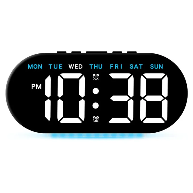 VHV Digitale Wekker met Temperatuurweergave - Witte Wekker met Blauwe Verlichting en Sfeerverlichting - Wekker met Dubbel Alarm en Dimfunctie - Moderne Klok voor Slaapkamer