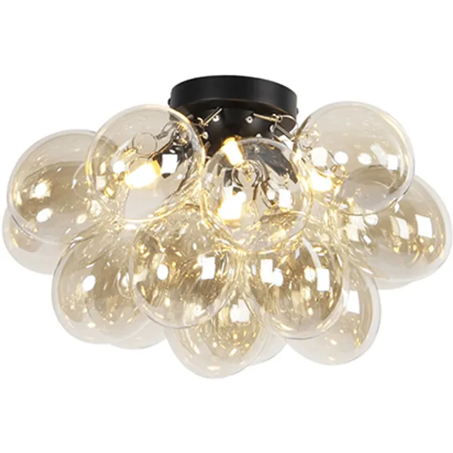 QAZQA uvas - Design Plafondlamp - 4 lichts - Ø 400 mm - Zwart Goud - Woonkamer | Slaapkamer | Keuken
