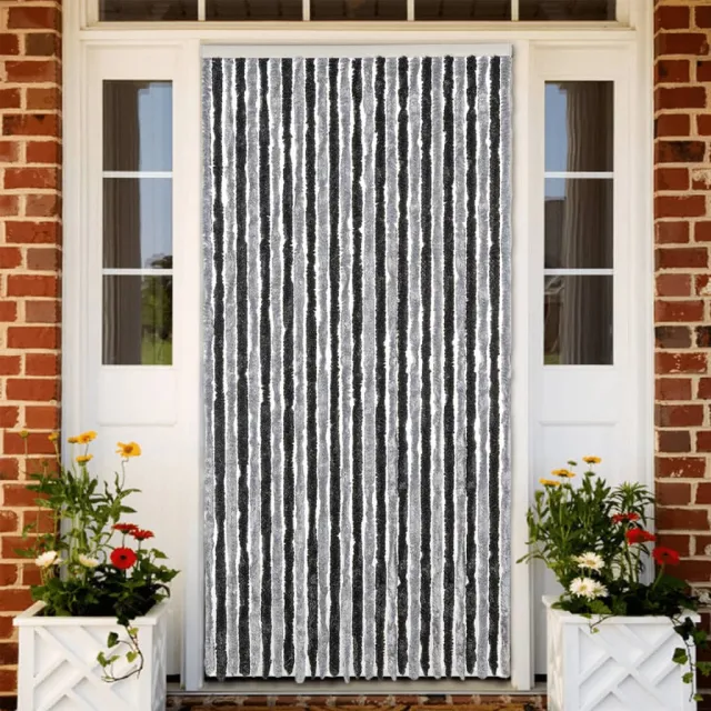 vidaXL Vliegengordijn 118x220 cm chenille grijs en zwart