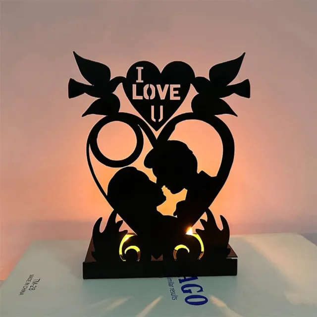 Ibenzoa Metaal Theelichtkaarsenhouder - Schaduwkunst, Hertenpatroon, Romantische Sfeer zwart