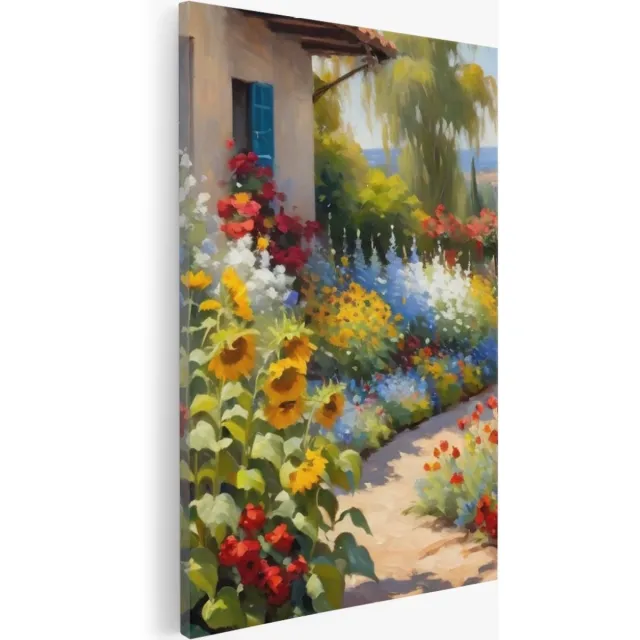 Saammp Canvas Schilderij - Bloementuin - Kleurrijk - Natuur - 30x40 - Foto op canvas - Wanddecoratie - Muurdecoratie Woonkamer - Slaapkamer decoratie - Canvas Print Multicolor