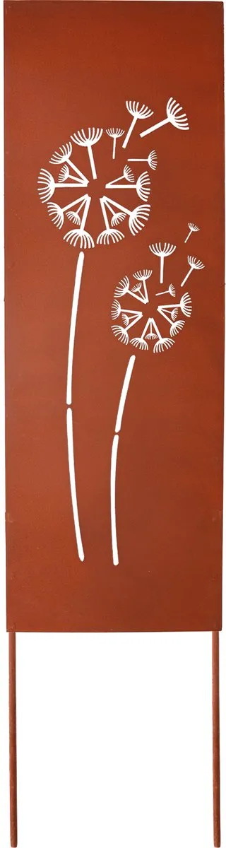 UNUS Tuinsteker paardenbloem bord roestlook decoratief Bruin