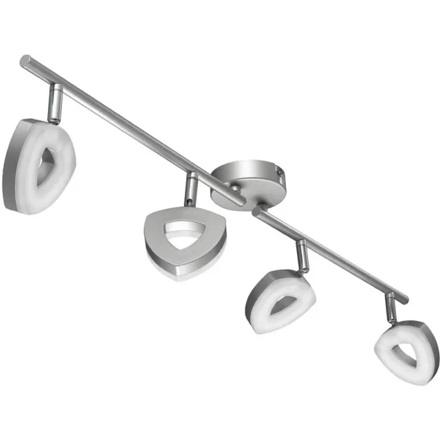 ESTO Spotlight strip 4 spots plafondlamp zwenkbaar woonkamerlamp plafond, metaal, 4x 4,5W 350Lm warm wit, LxB 78x18 cm zilver