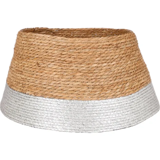 House of Seasons Kerstboomrok - H26 x Ø58 cm - Zeegras - Zilver