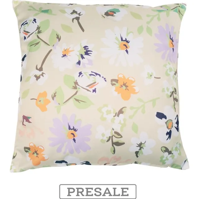 Hoyz Valerie Outdoor Flower Print L.sand Kussen | 45 X 45 | Sierkussen Voor Woonkamer Of Slaapkamer Beige