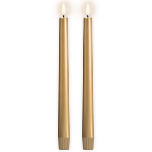 Uyuni Gouden LED Dinerkaarsen 25 cm hoog – Set van 2 – Uyuni - Veilige Kaars