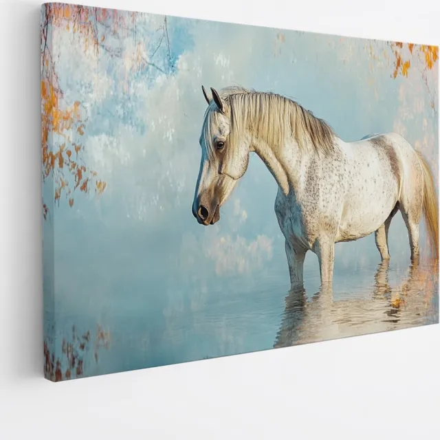 Saammp Canvas Schilderij - Paard - Abstracte kunst - Natuur - Dieren - 120x80 - Foto op canvas - Wanddecoratie - Muurdecoratie Woonkamer - Slaapkamer decoratie - Canvas Print Multicolor