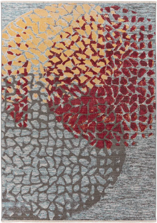 Padiro design laagpolig vloerkleed 120 x 170 cm - bordeaux - modern abstract ontwerp - voor vloerverwarming - van polypropyleen rood