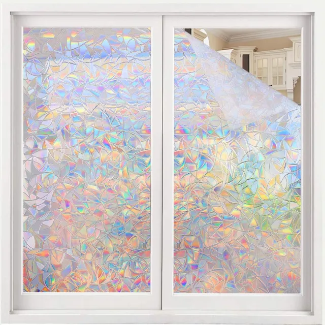 Raamfolie Statische Raamfolie - Privacyfolie - 3D Window Film - Glue-Free - UV-Bescherming - Warmtewerend - 45 X 300 Cm - Glasfolie - Zonwerende Folie - Plakfolie Ramen - Rainbow Effect - Herbruikbaar