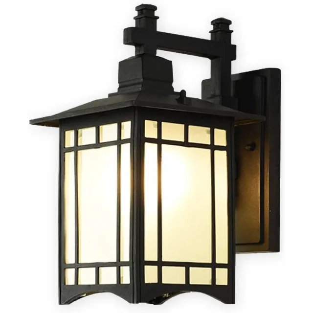 SensaHome Oriental - Klassieke Industriële Tuinlamp Buitenlamp | Luxe Wandlamp met Japans Aziatische Stijl - Zwart