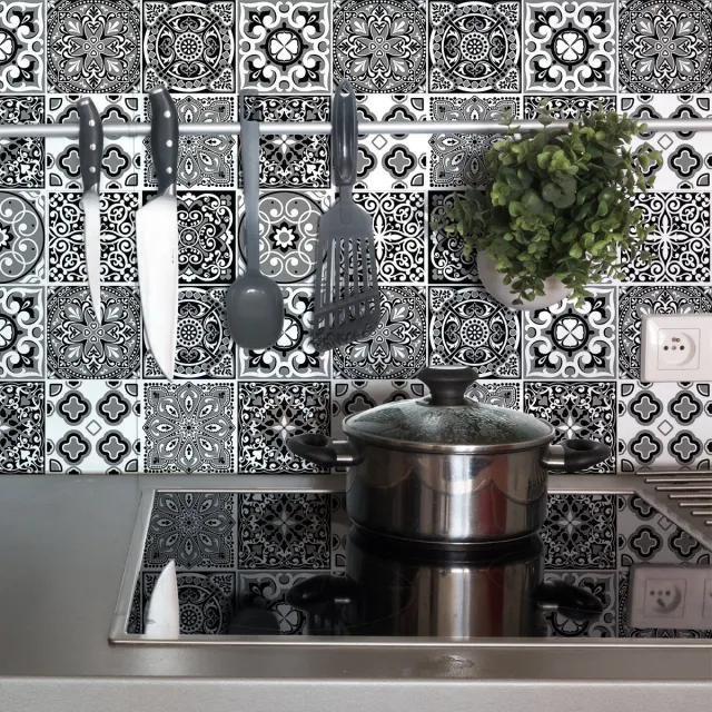 Ambiance Sticker Zelfklevende tegelmuurstickers voor keuken en badkamer - 9 Azulejos Amadona tegelstickers - 9 stickers 10x10cm Multi color