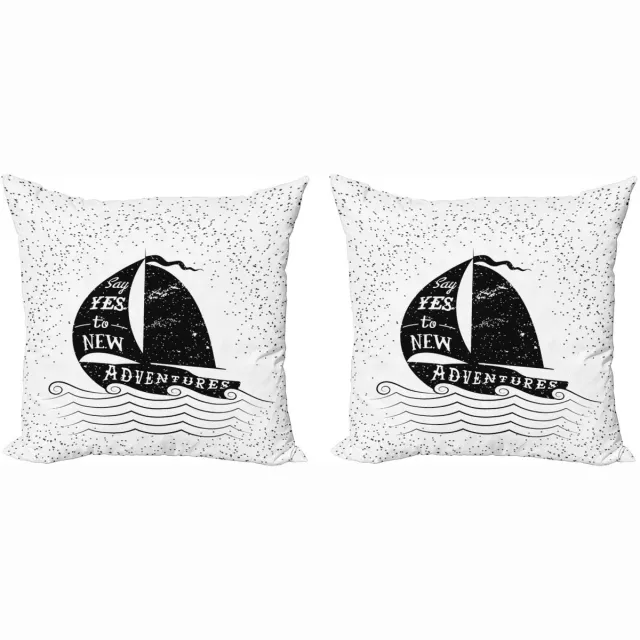 ABAKUHAUS Avontuur Kussenhoes Set – 2x40x40 cm – Dubbelzijdig – Zwart-Wit Wit Zwart