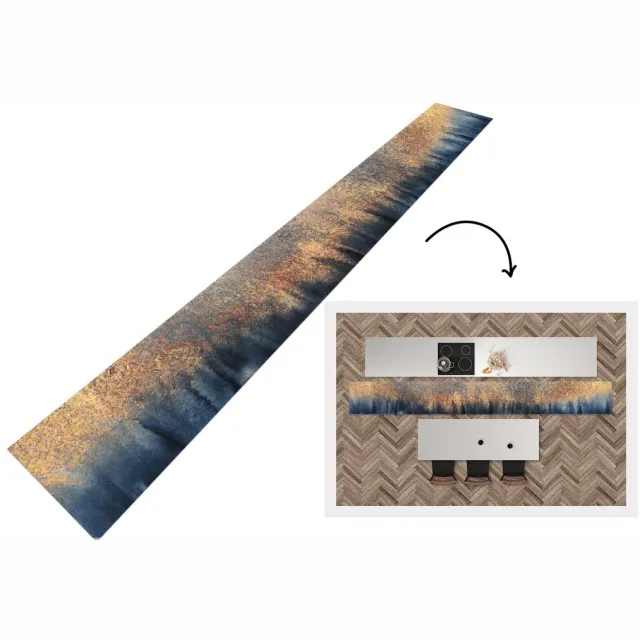 KitchenYeah Keukenloper - Loper keuken - Abstract - Goud - Luxe - Keukenloper vinyl Multicolor