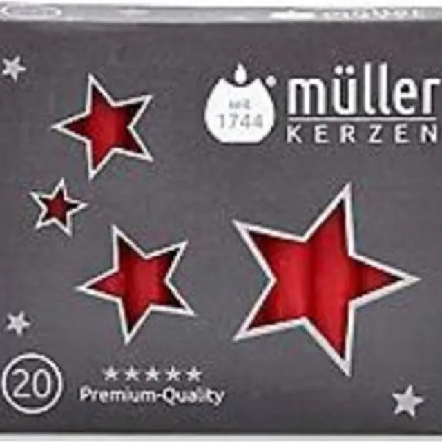 Muller Kerzen Muller Kerstboomkaarsjes 97/13 - Rood - 20 Stuks
