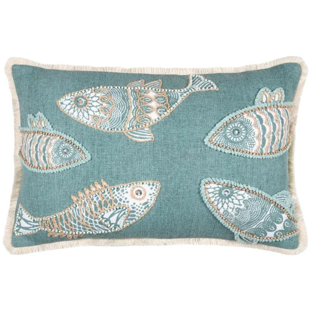 Stof Sierkussen - Decoratieve zeepos BARBADE, 35 x 50 cm Blauw