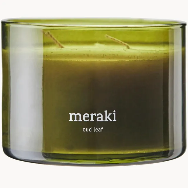 Meraki Geurkaars 3-lonts Oud Leaf (geranium, roos, sandelhout) Groen