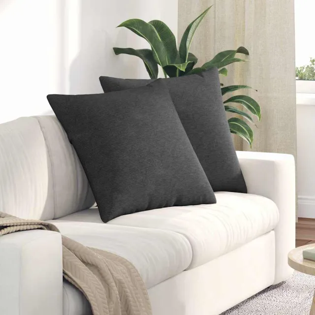 vidaXL Sofa Kussens 2 stuks Donkergrijs 80 x 80 cm Cordstof