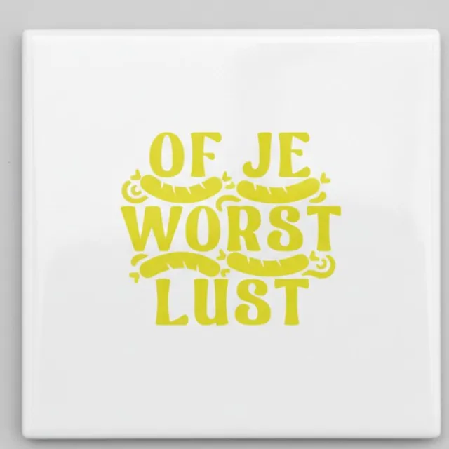 Nevolis “Of Je Worst Lust” Grappige Nederlandse Worst-Quote Tegel – Humoristische Keukendecoratie – Keramische Tegel 15×15 cm Multi Color