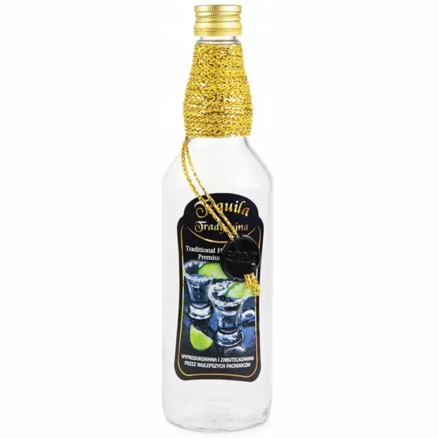 Bimberek Decoratieve Fles - 500ml - Met Omslag - Tequila goud