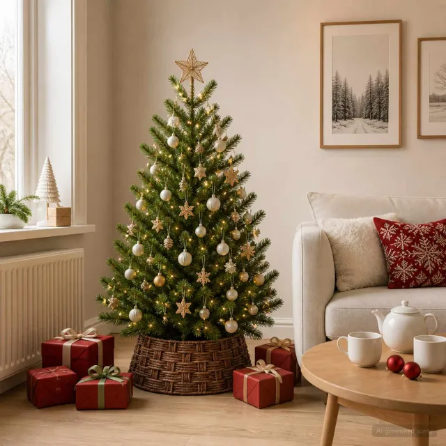 vidaXL Kerstboomkraag Rond Bruine Was Dia. 45 x 22 cm Waterhyacint