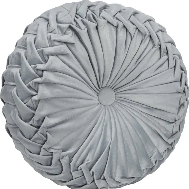 QUVIO Sierkussen rond - Sierkussen - Kussen - Hoofdkussen - Kussen woonkamer - Yoga kussen - Meditatiekussen - Kussentje - Fluweel - 40 x 40 x 13 cm (lxbxh) - Grijs