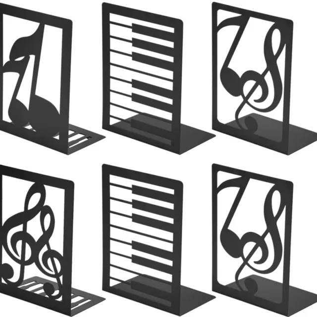Unyqoos Set van 3 decoratieve metalen boekensteunen met antislip en uniek design Zwart