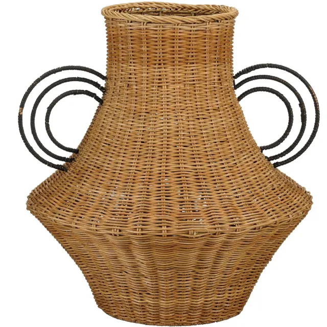 Mica Decorations Fabiola Decoratie Vaas - H43 x Ø30 cm - Rotan - Bruin Lichtbruin