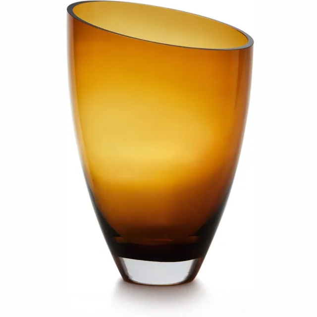 Element Accessories Grote luxueuze glazen vaas, KORTING -21% - Amber, paraboolvorm - 9mm dik glas, Belgisch merk EA: BULED30AM Oranje, Amber