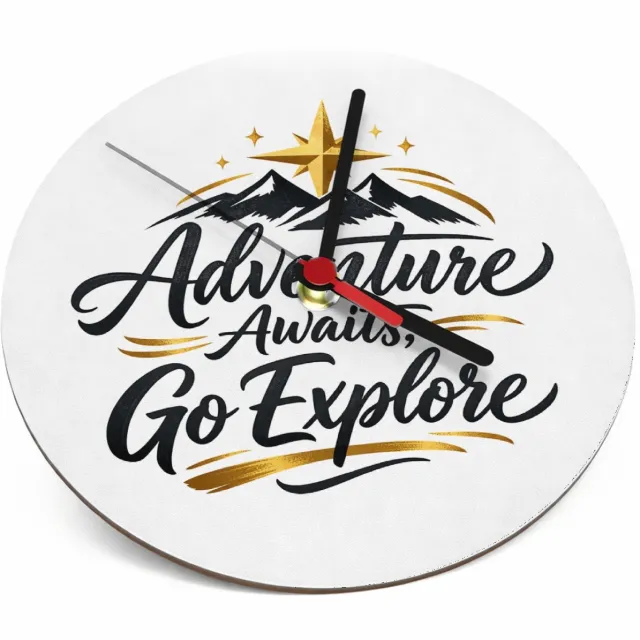 Mr Cadeautjes Klok rond Ø 19 - design Een luxe reisquote met een andere natuurlijke ondergrond en | cadeau Wit