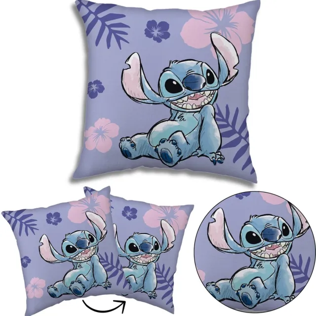 Disney Stitch Vierkante Kussen, Sierkussen Paars 40x40 cm OEKO-TEX