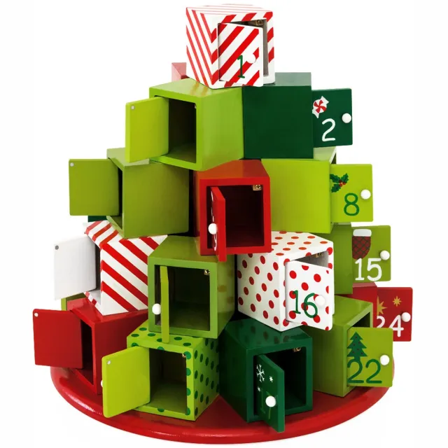 spielwerk Adventskalender Cadeauberg - 24 Deuren 27x30cm - Multicolor Cadeauberg klein