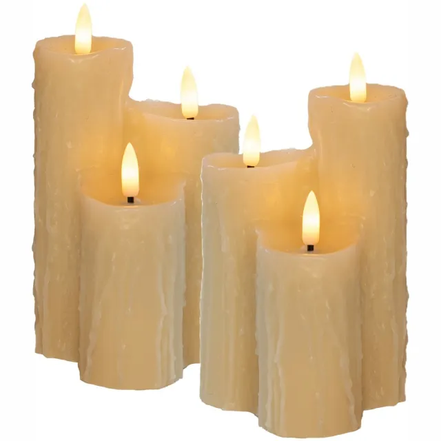 Anna's Collection LED Druipkaarsen set - 6x - wit - 16 x 11 cm - wax - kaarsen - stompkaarsen